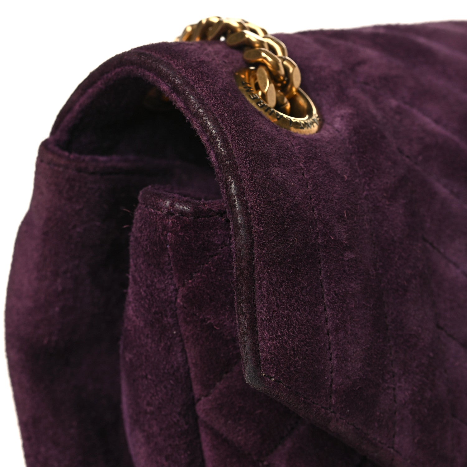 Saint Laurent Suede Mixed Matelasse Triquilt Large Monogram Envelope Satchel Purple 10 of 10