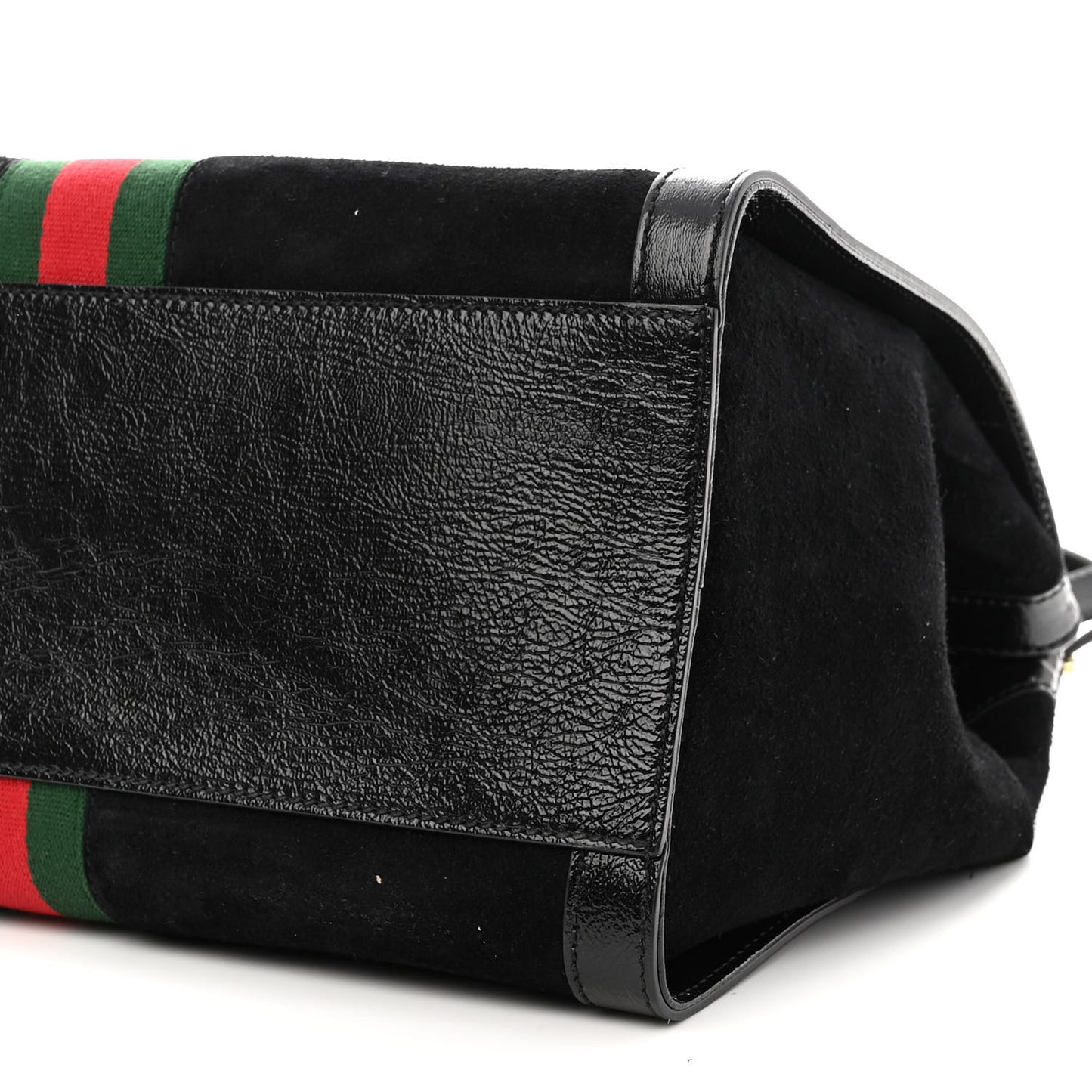 Suede Patent GG Web Medium Ophidia Tote Bag Black