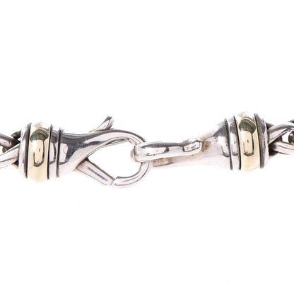 David Yurman Sterling Silver Medium 14k Gold 6mm Wheat Chain Necklace 4 of 5