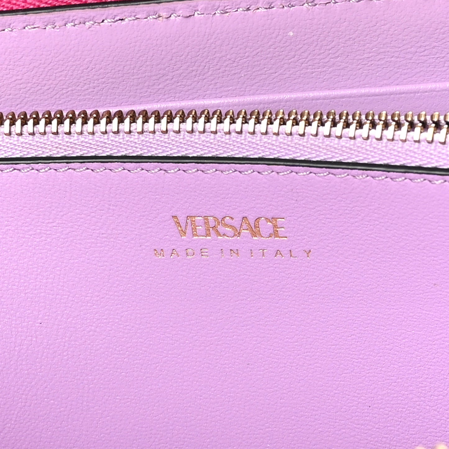 Calfskin Medusa Zip Wallet Pink