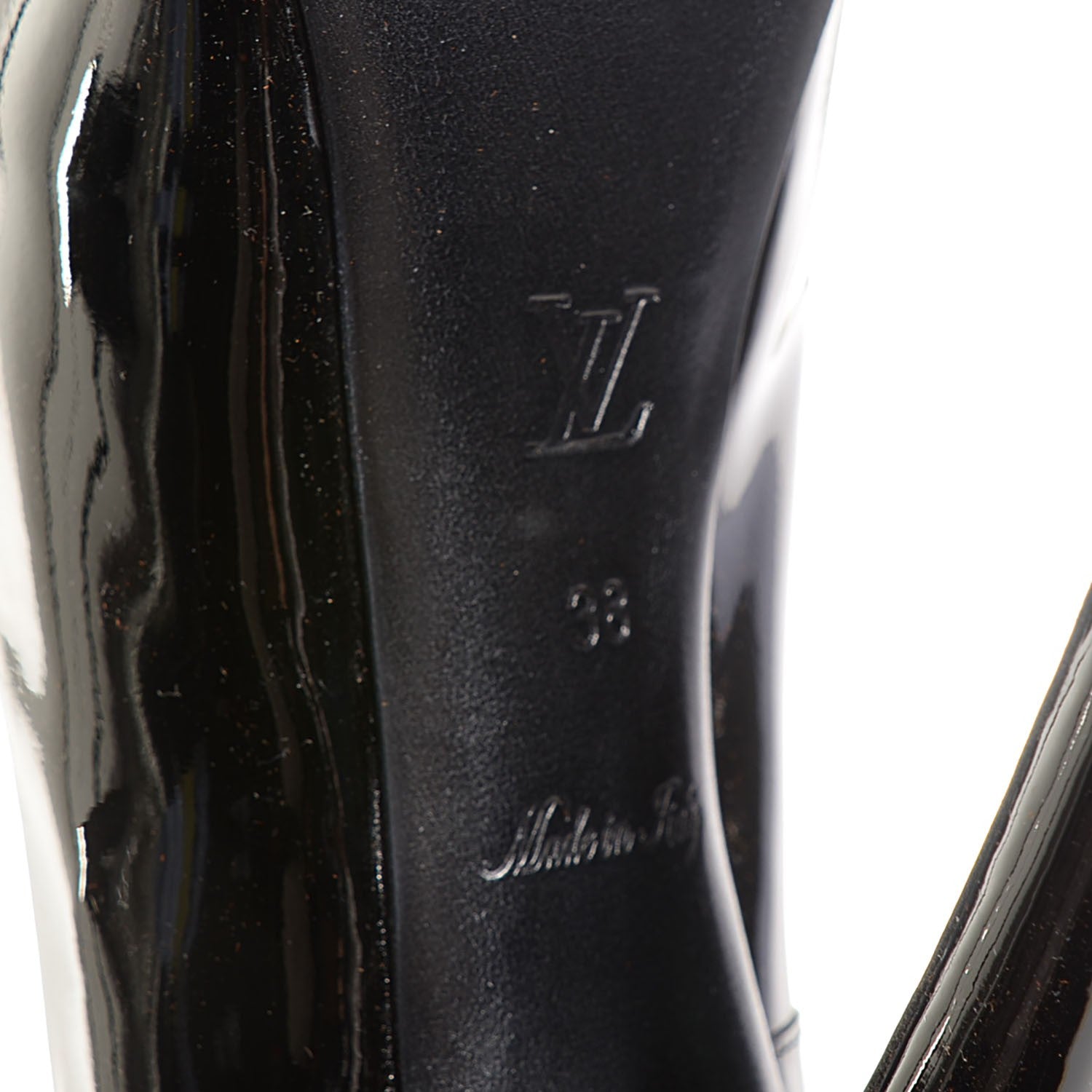 Louis Vuitton Patent Calfskin Oh Really Peep Toe Pumps 38 Black 6 of 7