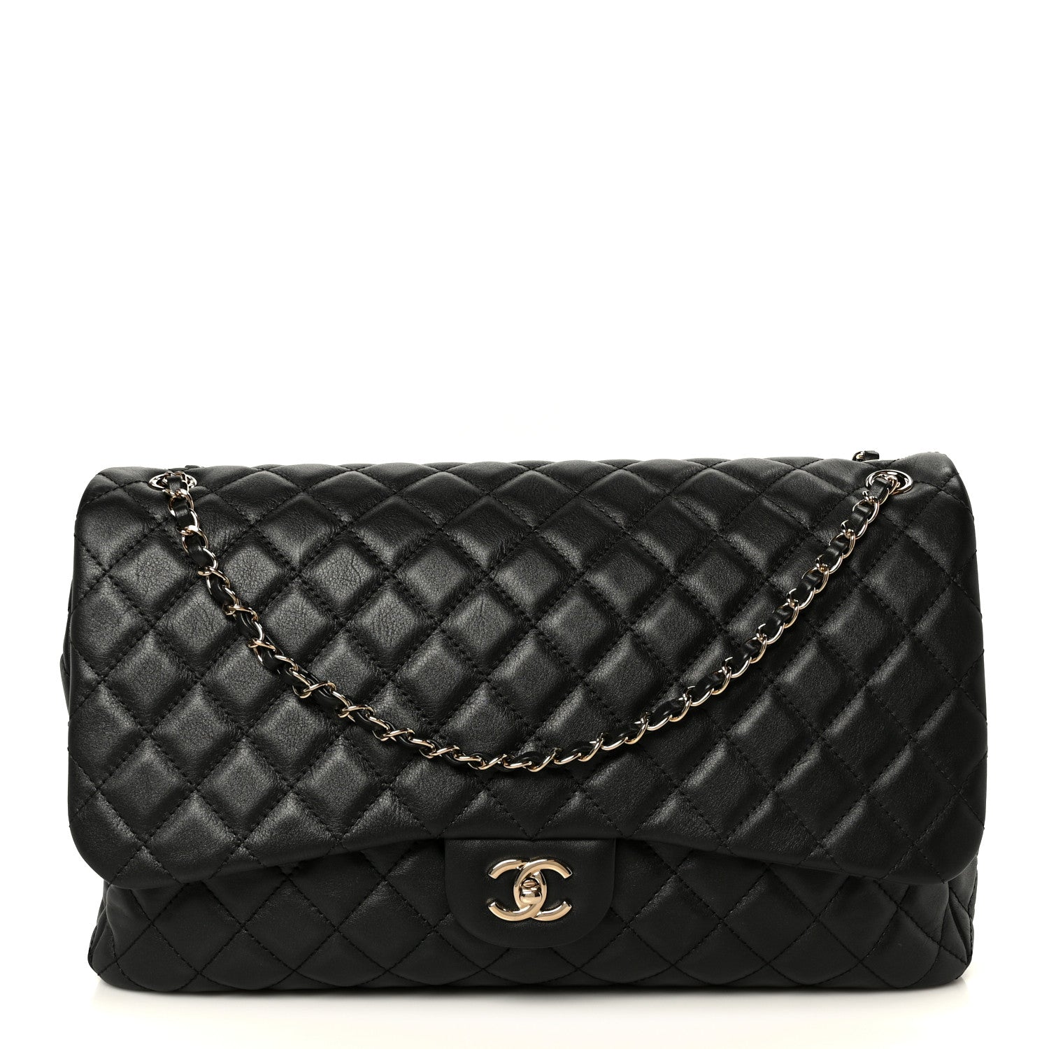 Chanel Calfskin Quilted Small XXL Travel Flap Bag Black 1 of 11