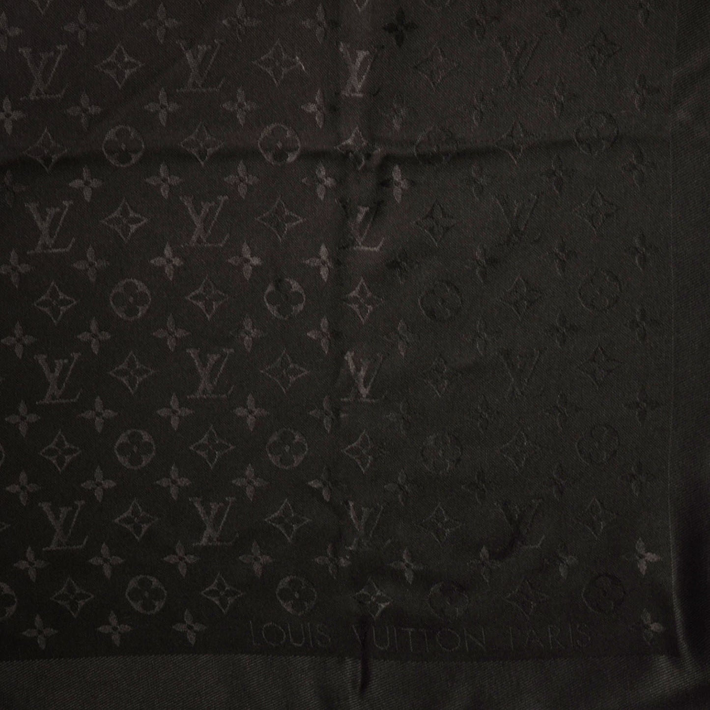 Silk Wool Monogram Shawl Black