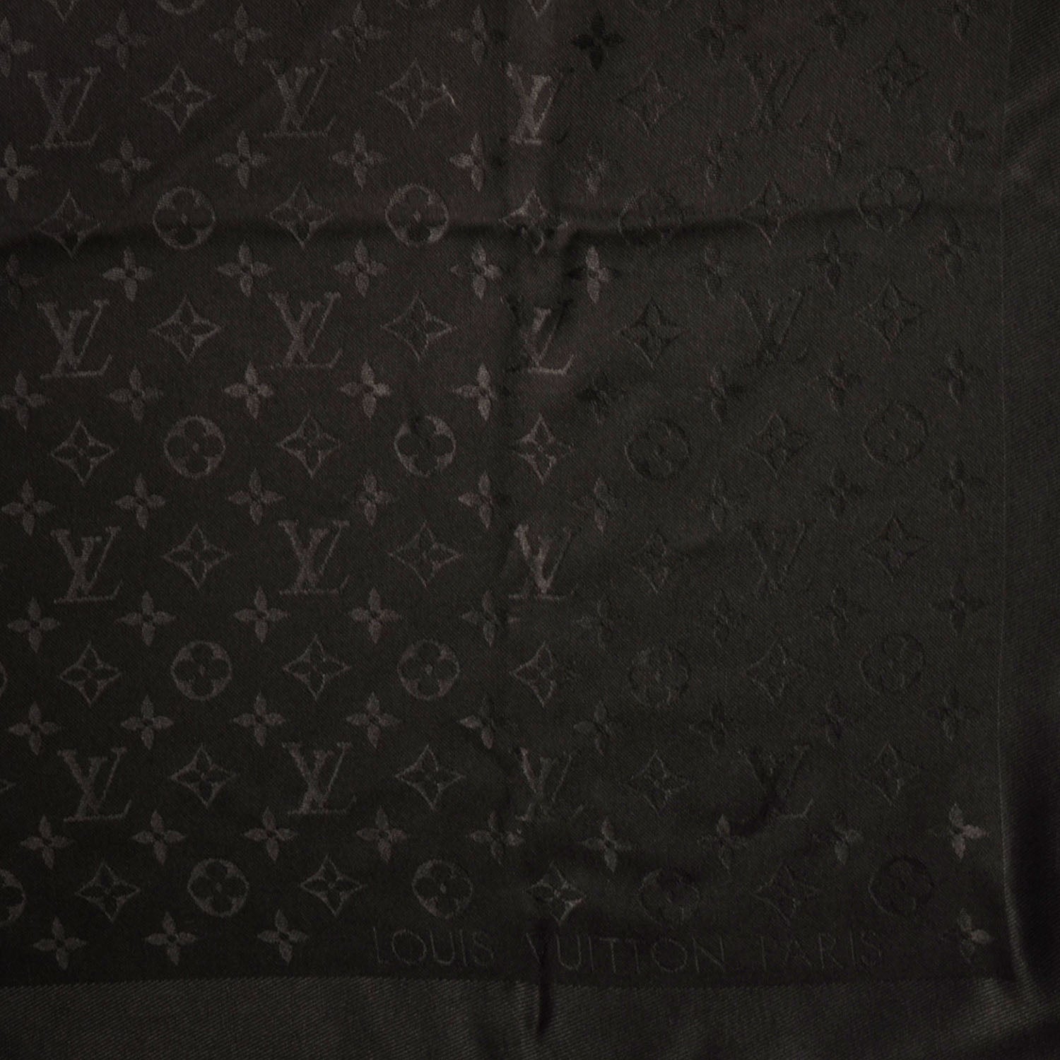 Louis Vuitton Silk Wool Monogram Shawl Black 3 of 5