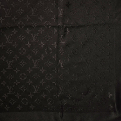 Louis Vuitton Silk Wool Monogram Shawl Black 3 of 5