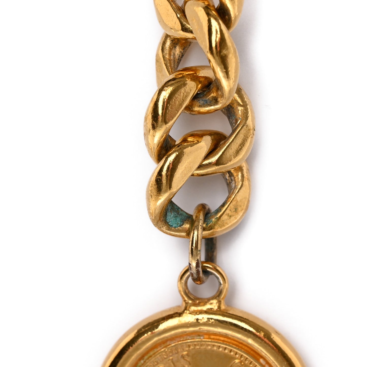 Metal Chain CC Medallion Belt Gold
