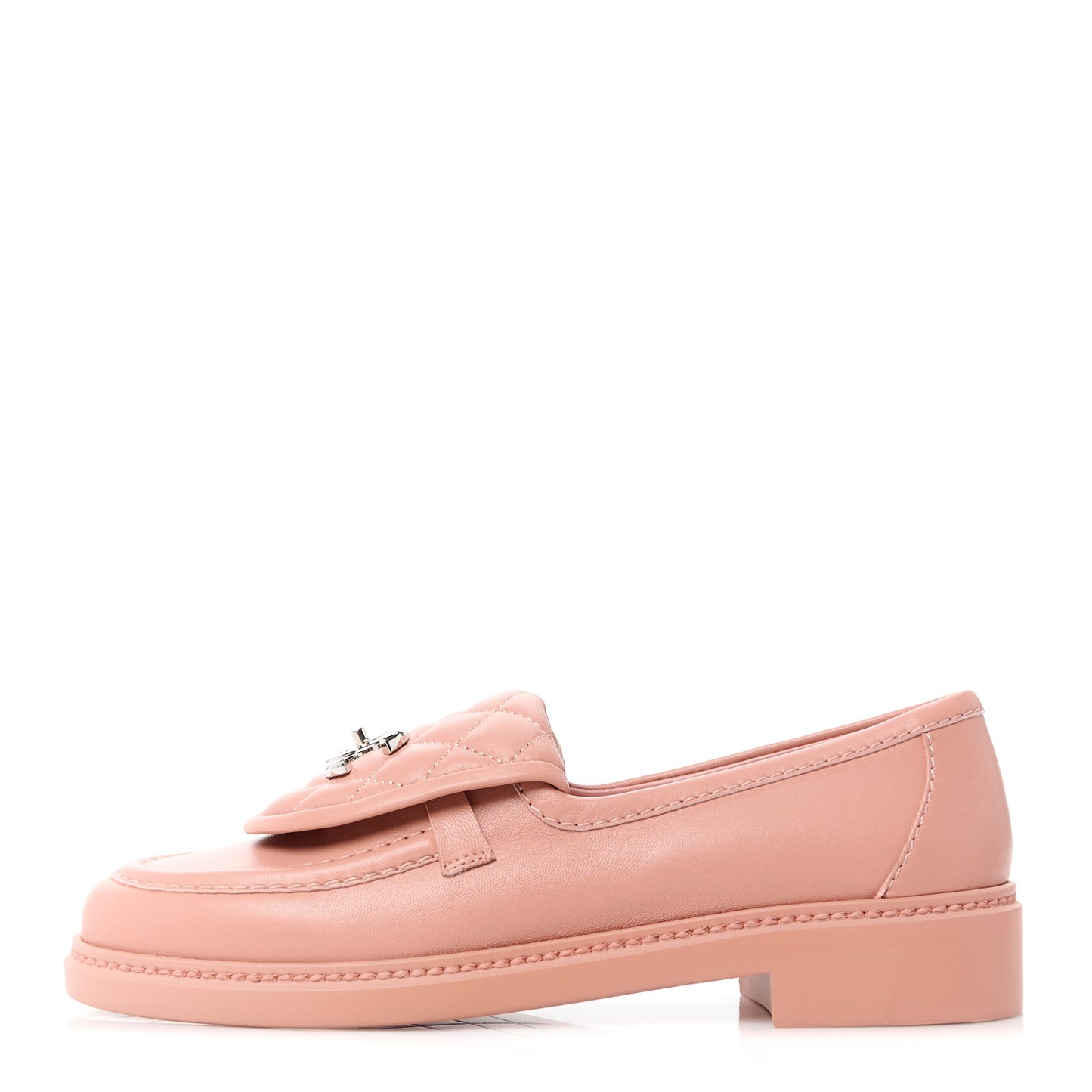 Lambskin Quilted CC Turnlock Loafers 37 Dark Pink