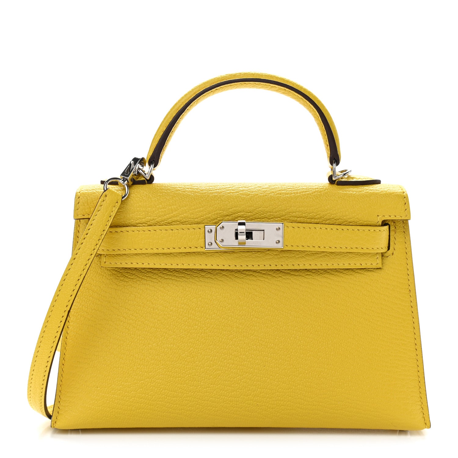Hermes Chevre Mysore Verso Mini Kelly Sellier 20 Jaune De Naples Gold 1 of 12
