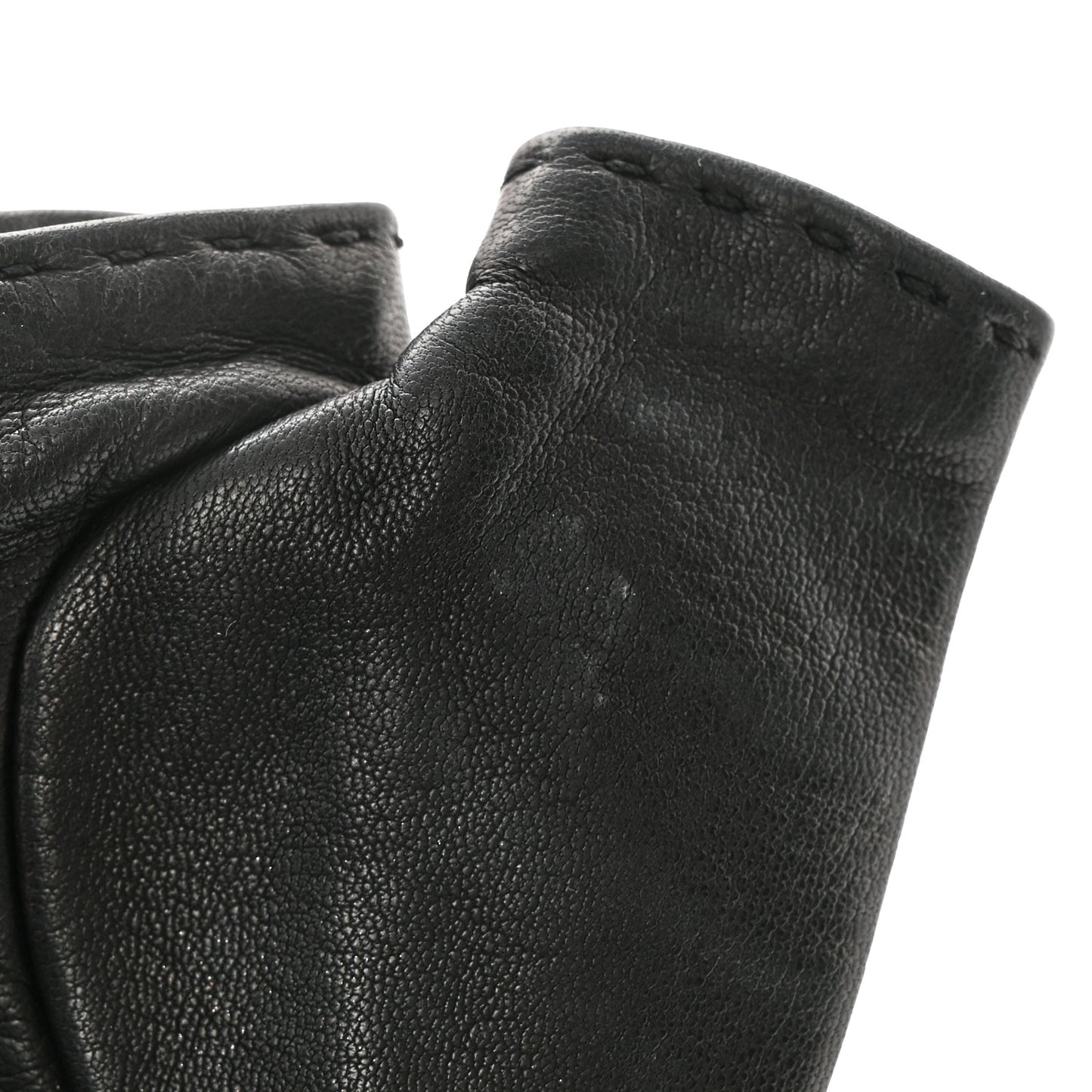 Lambskin Cashmere Silk CC Fingerless Gloves Black Grey