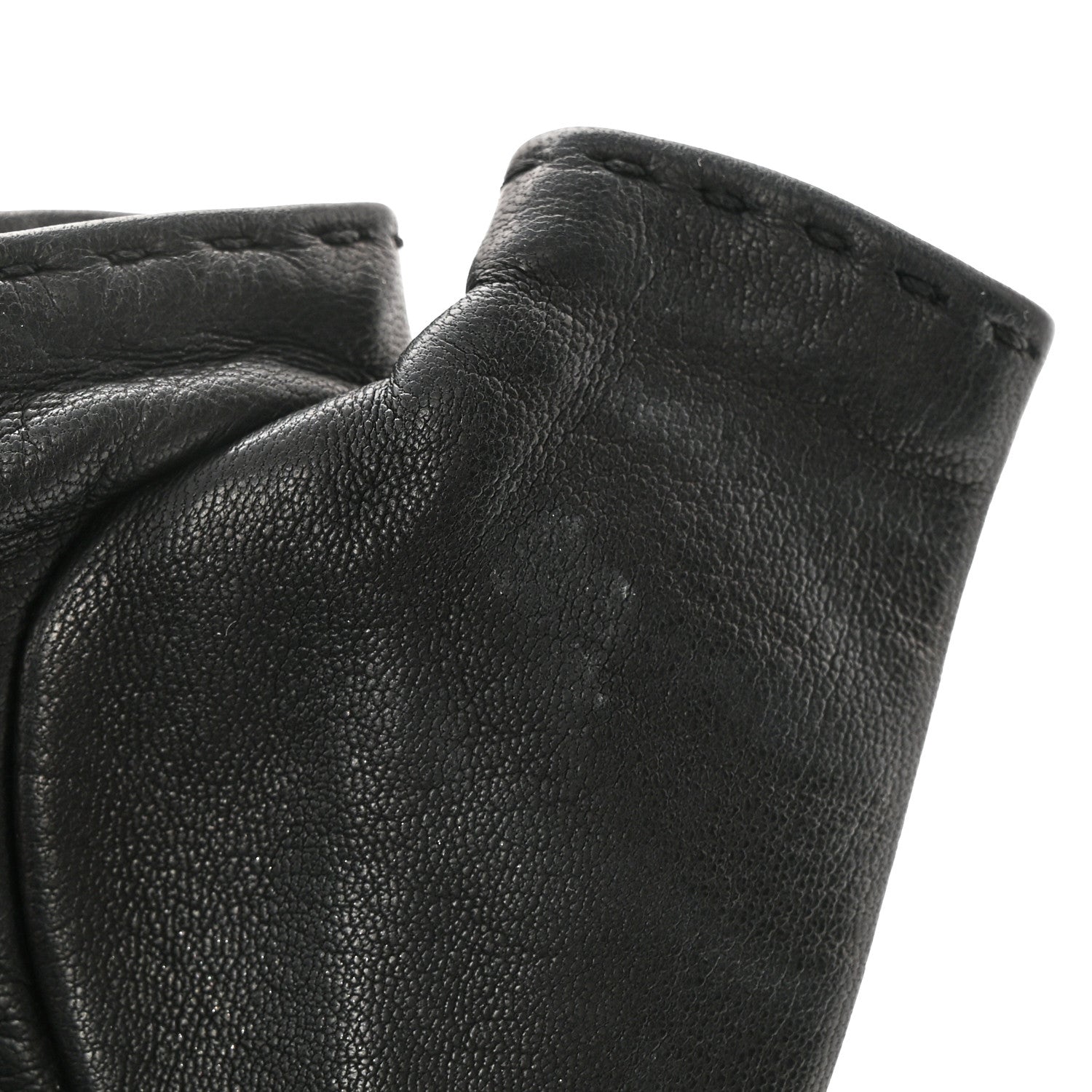 Chanel Lambskin Cashmere Silk CC Fingerless Gloves Black Grey 7 of 8