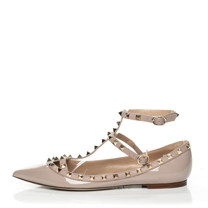 Valentino Garavani Patent Rockstud Cage Ballerina Flats 40 Poudre 1 of 7