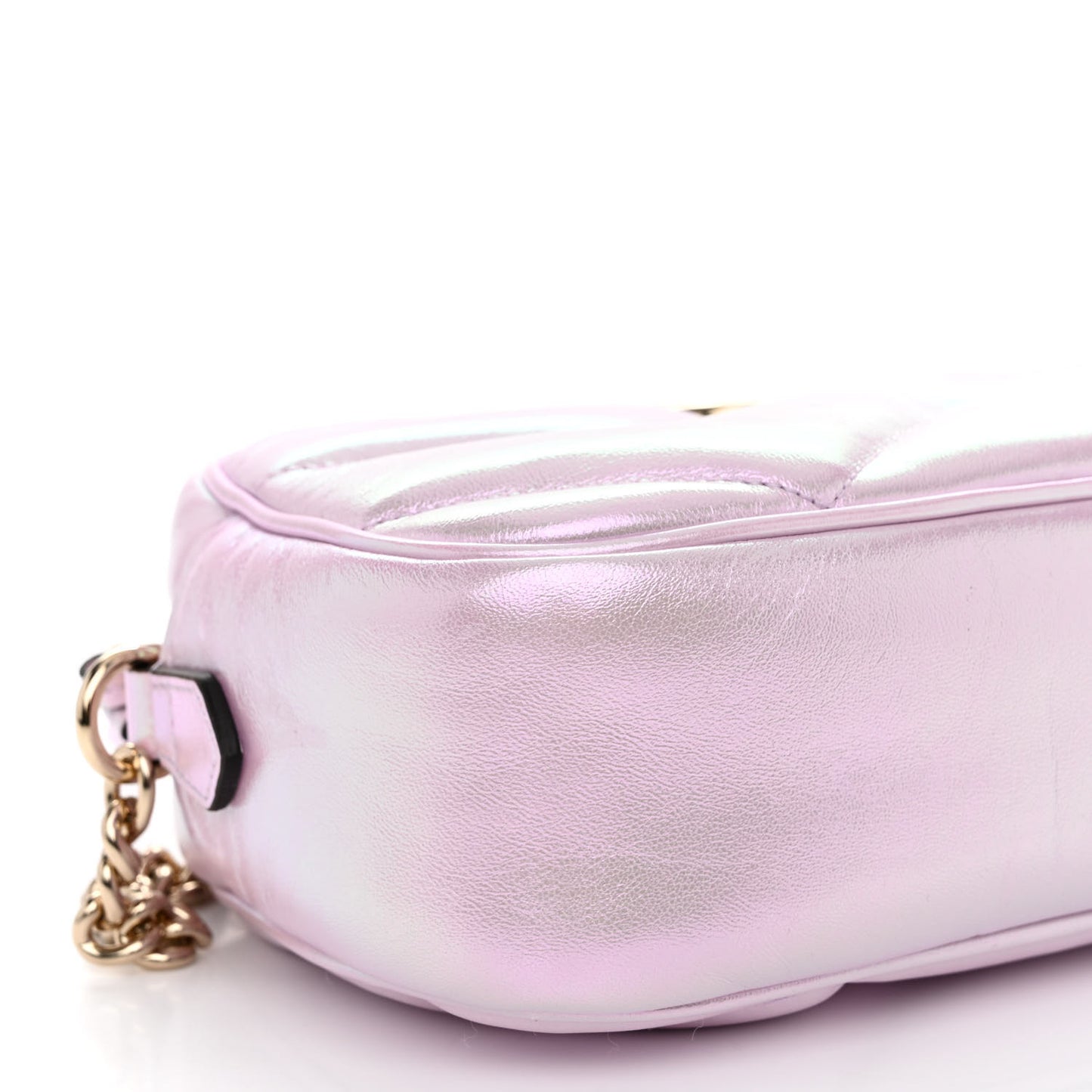 Iridescent Nappa Chevron Matelasse Small GG Marmont Chain Shoulder Bag Iridescent Escape Pink