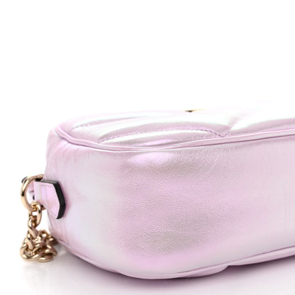 Gucci Iridescent Nappa Chevron Matelasse Small GG Marmont Chain Shoulder Bag Iridescent Escape Pink 9 of 10