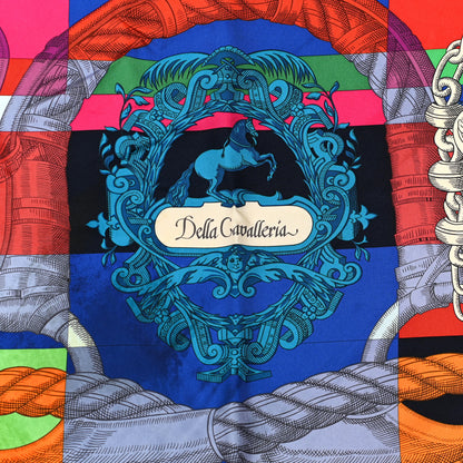 Hermes Silk Double Della Cavalleria Fine Scarf 90 Vert Jaune Vif Mauve Sylvestre 5 of 8