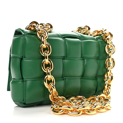 Bottega Veneta Lambskin Maxi Intreccio Padded Chain Cassette Crossbody Bag Racing Green 3 of 9