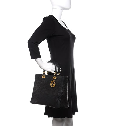 Christian Dior Lambskin Cannage Large Lady Dior Black 2 of 13