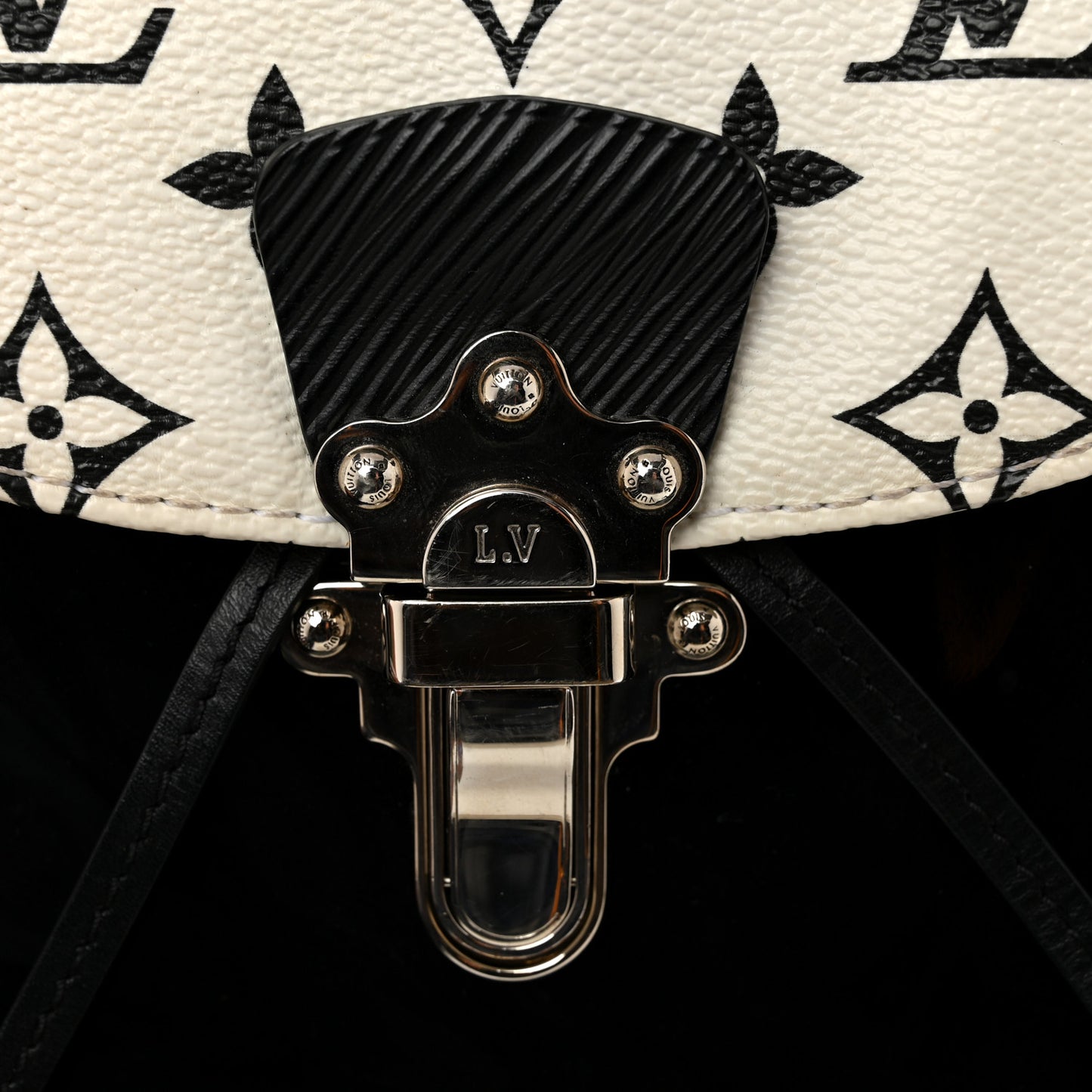 Patent Monogram Hot Springs Backpack Black White