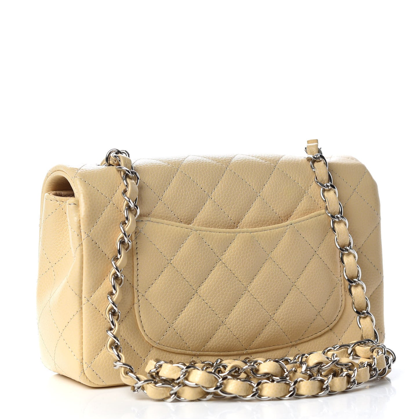Caviar Quilted Mini Rectangular Flap Light Beige