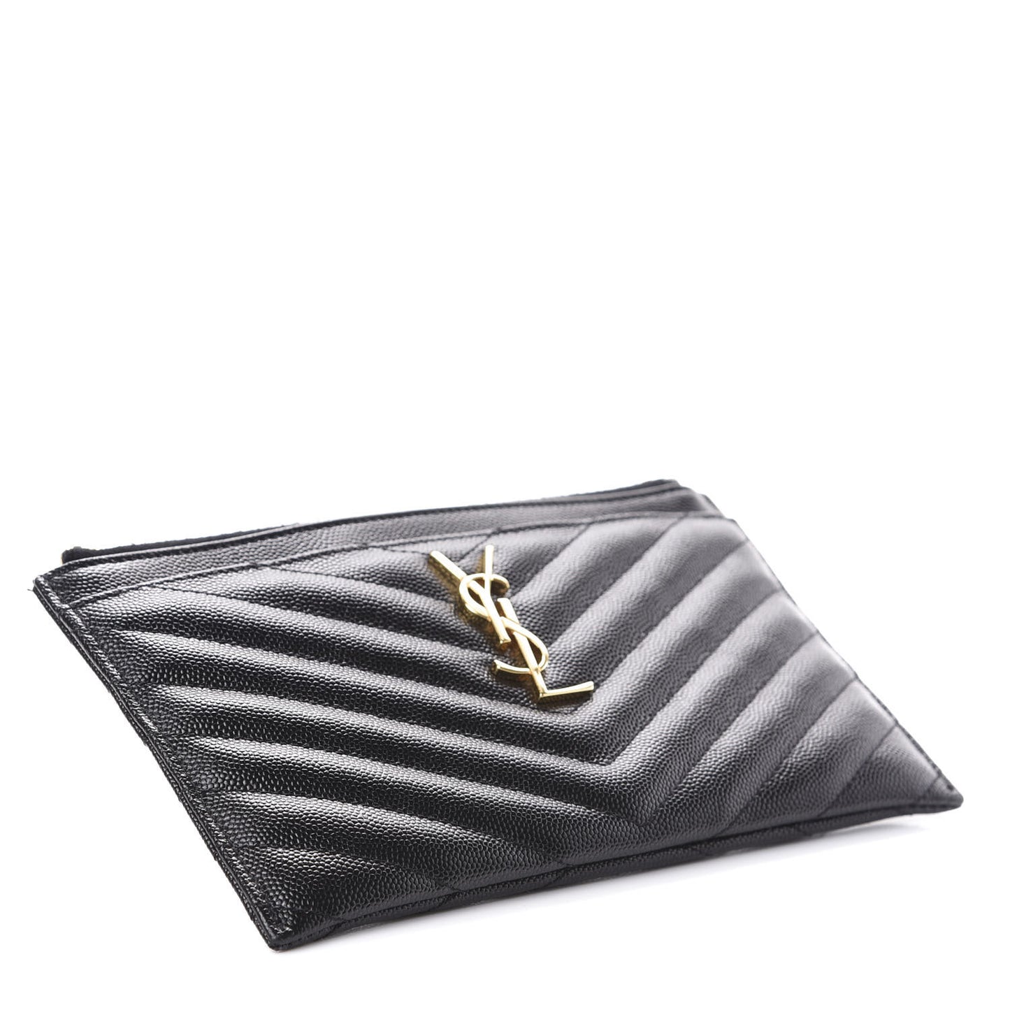 Grain De Poudre Chevron Monogram Bill Pouch Black