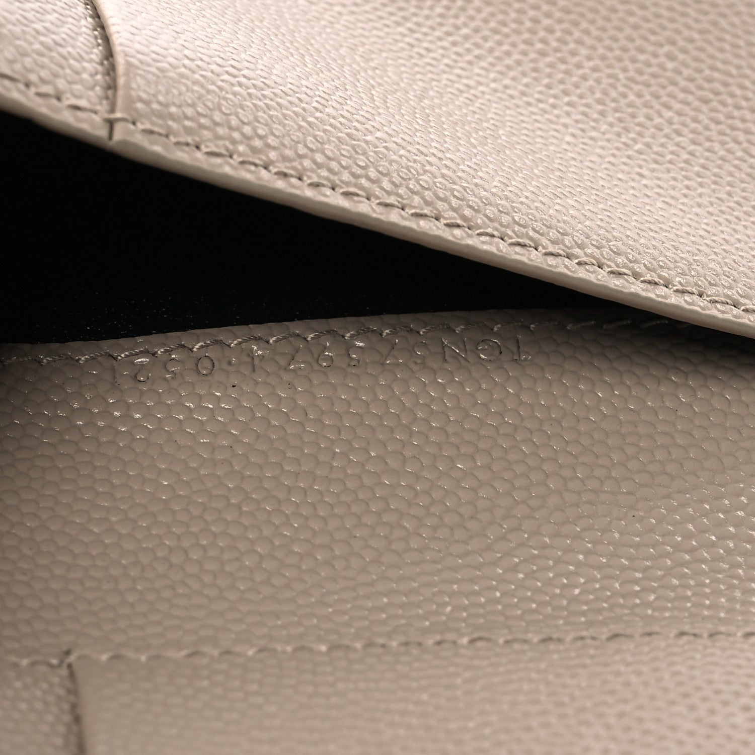 Saint Laurent Grain De Poudre Matelasse Chevron Cassandre Fragments Zipperred Bi-Fold Wallet Dark Beige 8 of 11