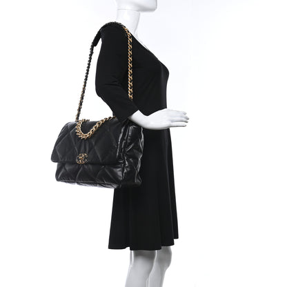Chanel Lambskin Quilted Maxi Chanel 19 Flap Black 2 of 9