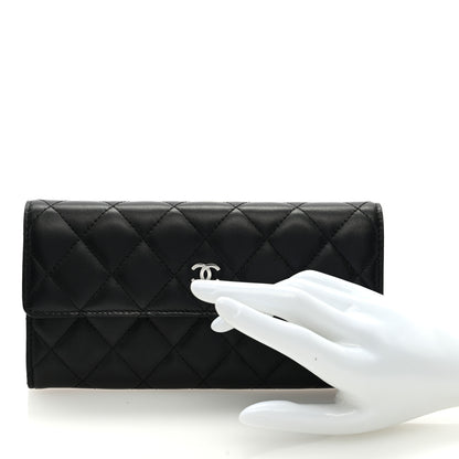 Chanel Lambskin Quilted Large Gusset Flap Wallet Black 2 of 8