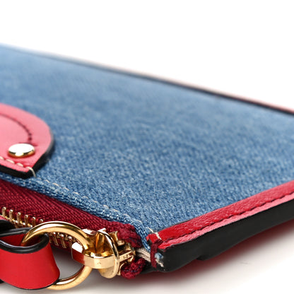 Chloe Calfskin Denim Alphabet Purse Wallet Blue Red 7 of 13