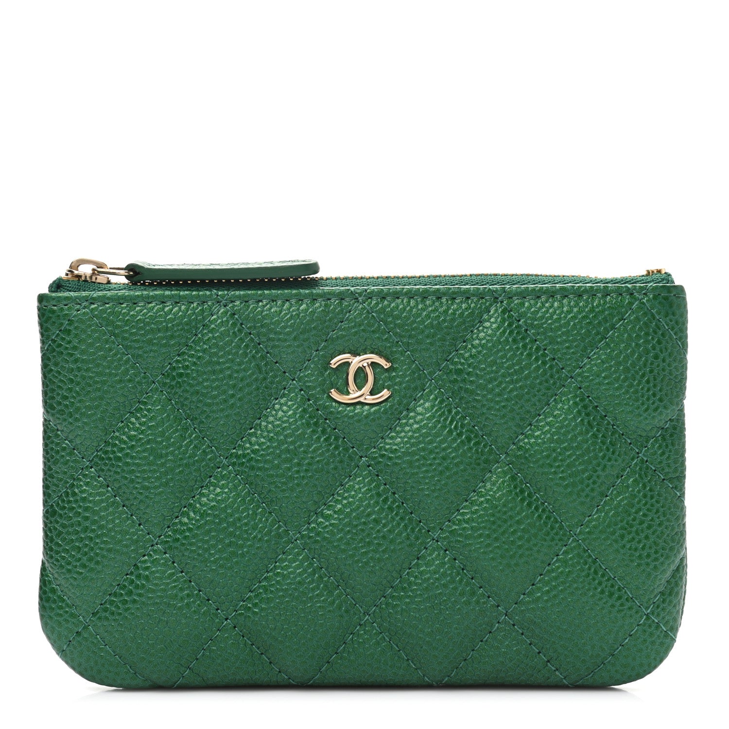 Chanel Caviar Quilted Small Cosmetic Case Green 1 of 10