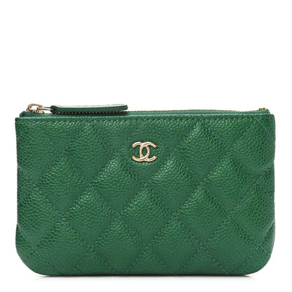 Chanel Caviar Quilted Small Cosmetic Case Green 1 of 10