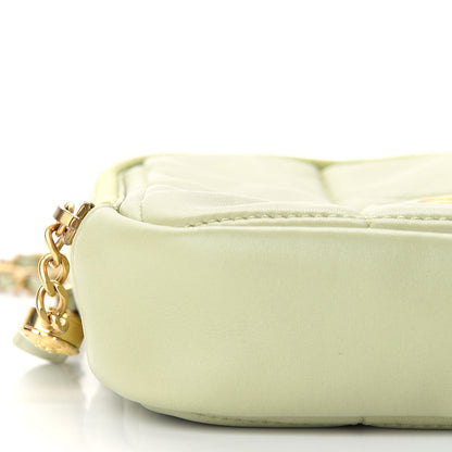 Chanel Lambskin Quilted Diamond Clutch With Chain Light Green 8 of 9