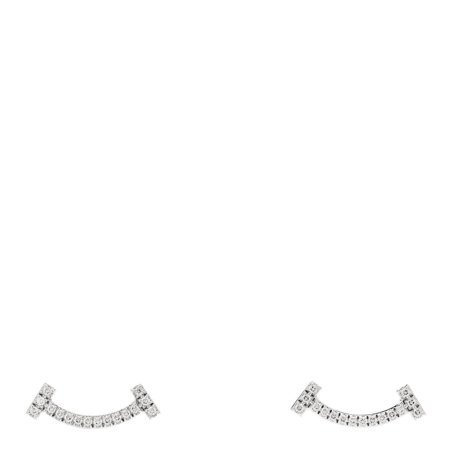 18K White Gold Diamond T Smile Earrings