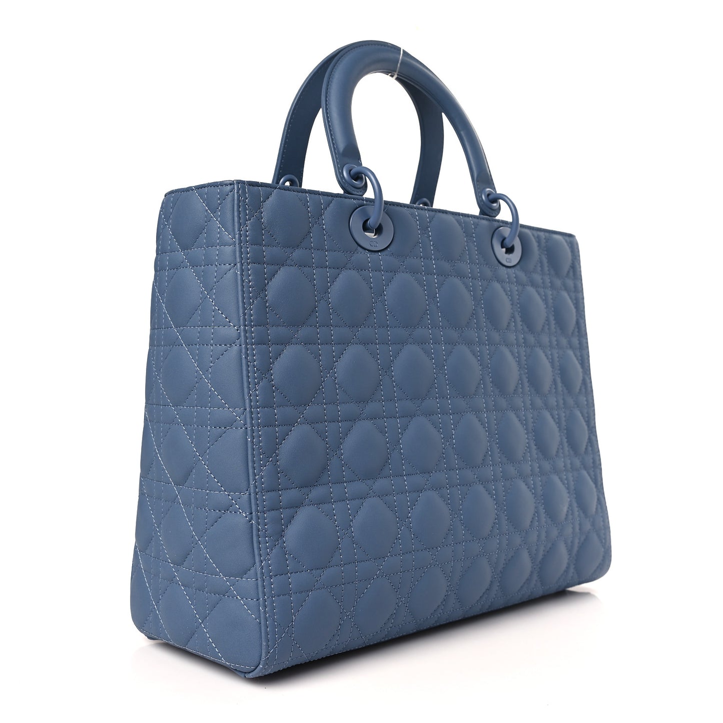 Ultra Matte Calfskin Cannage Large Lady Dior Denim Blue