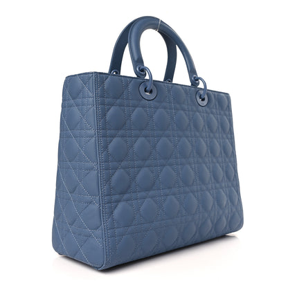 Christian Dior Ultra Matte Calfskin Cannage Large Lady Dior Denim Blue 3 of 9