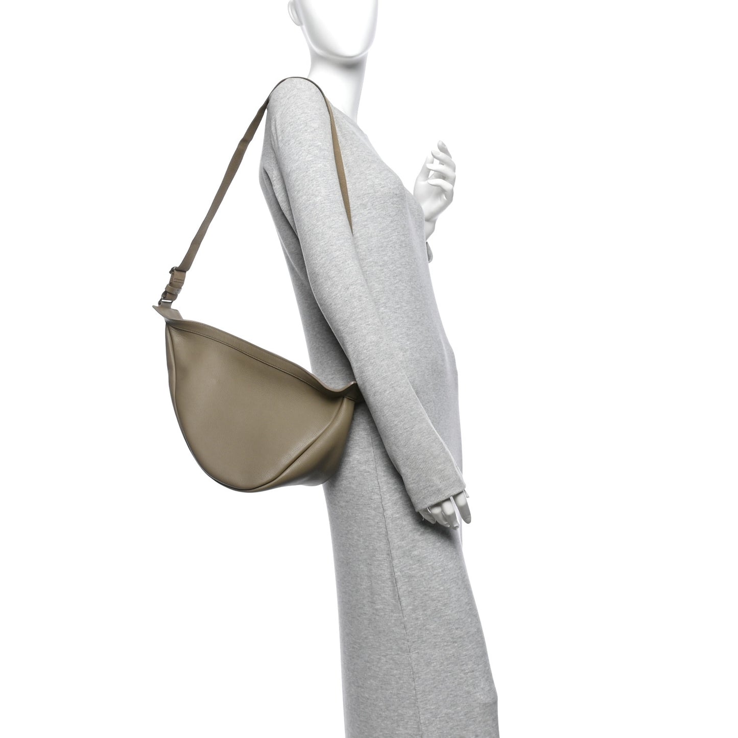 Grained Calfskin Large Slouchy Banana Bag Military Beige