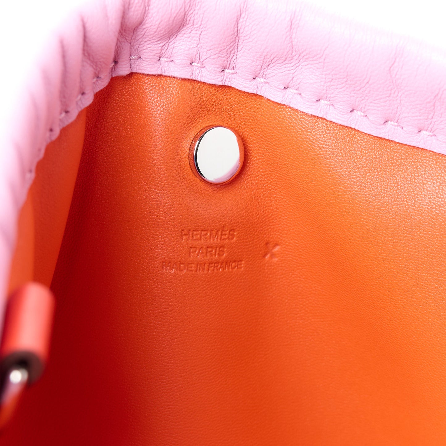 Milo Lambskin Swift Pilo Pouch Mauve Sylvestre Orange Poppy Bleu De France