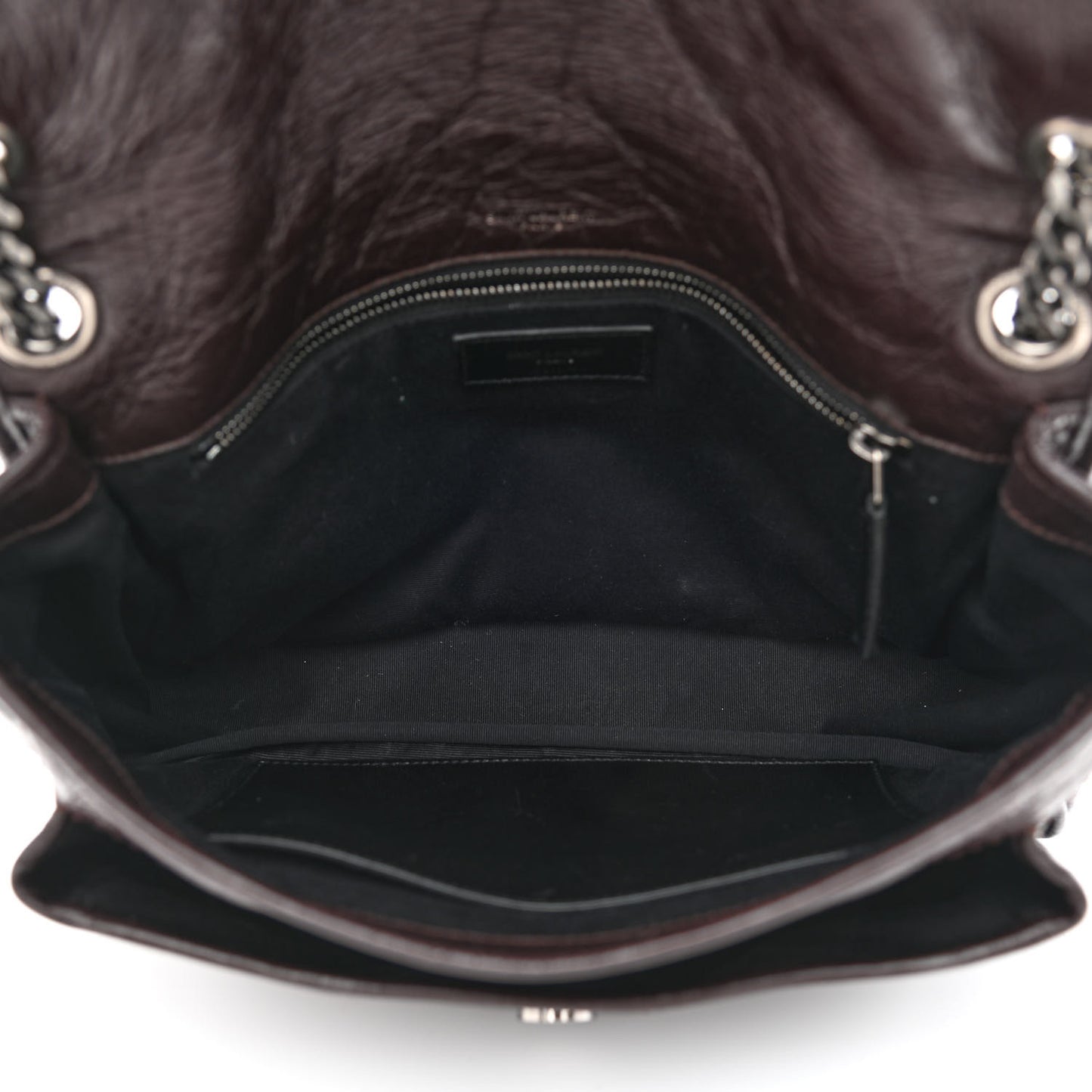 Crinkled Calfskin Matelasse Monogram Medium Niki Chain Satchel Western Moka