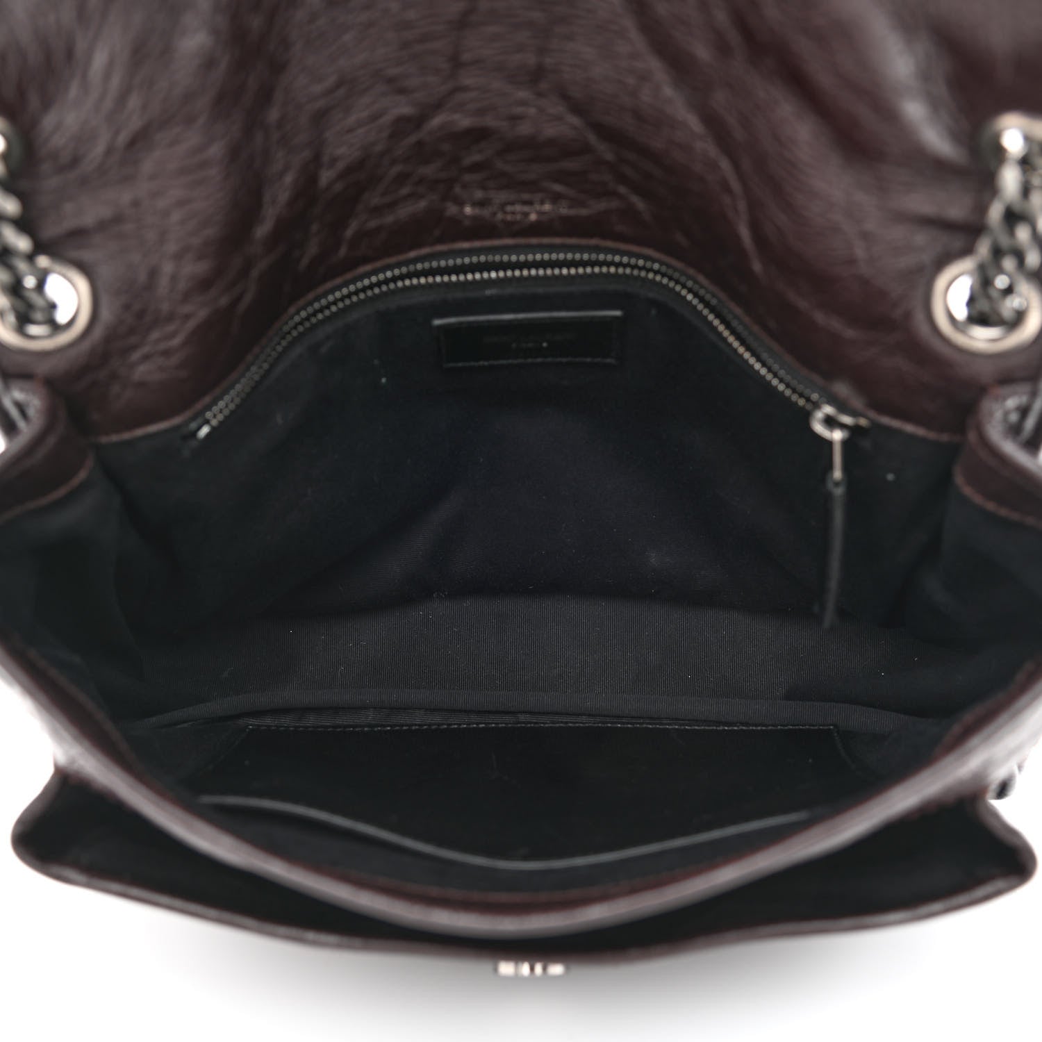 Saint Laurent Crinkled Calfskin Matelasse Monogram Medium Niki Chain Satchel Western Moka 5 of 12