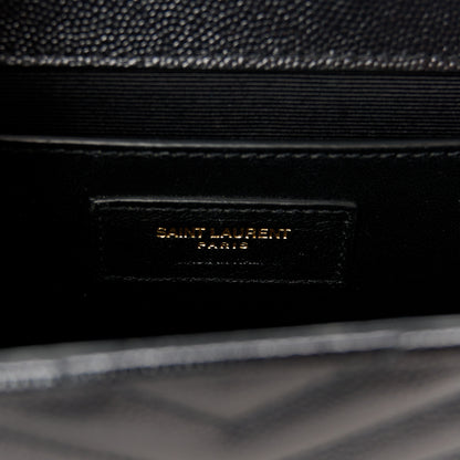 Saint Laurent Grain De Poudre Matelasse Chevron Medium Monogram Satchel Black 7 of 11