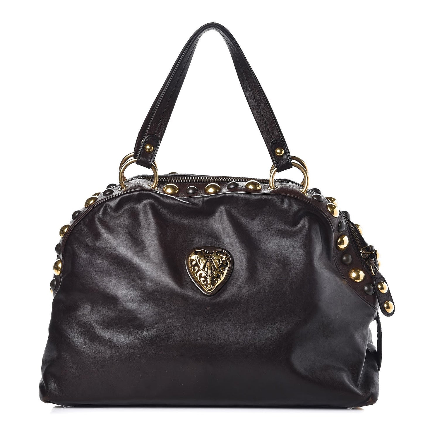 Calfskin Large Babouska Dome Satchel Dark Brown