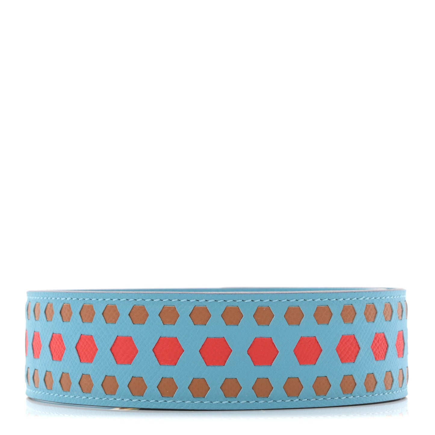 Epsom 40mm Hexagone Tressage Shoulder Strap Bleu De Nord Rouge De Coeur Gold