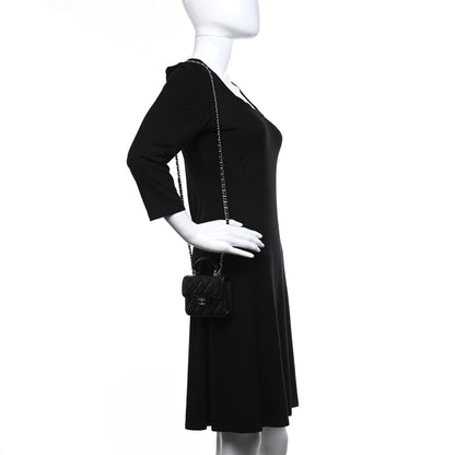 Chanel Lambskin Quilted Top Handle Flap Coin Purse With Chain Black 2 of 10