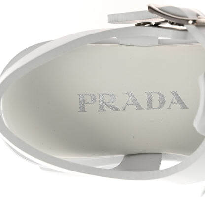 Prada Foam Rubber Metal Triangle Logo Monolith 55mm Cage Sandals 36 White 8 of 12