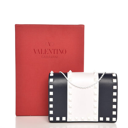 Valentino Garavani Vitello Colorblock Free Rockstud Wallet on Chain Marine Optic White 8 of 8