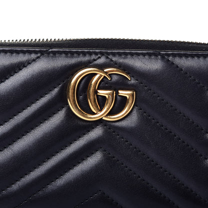Gucci Calfskin Matelasse GG Marmont Zip Around Wallet Black 6 of 6