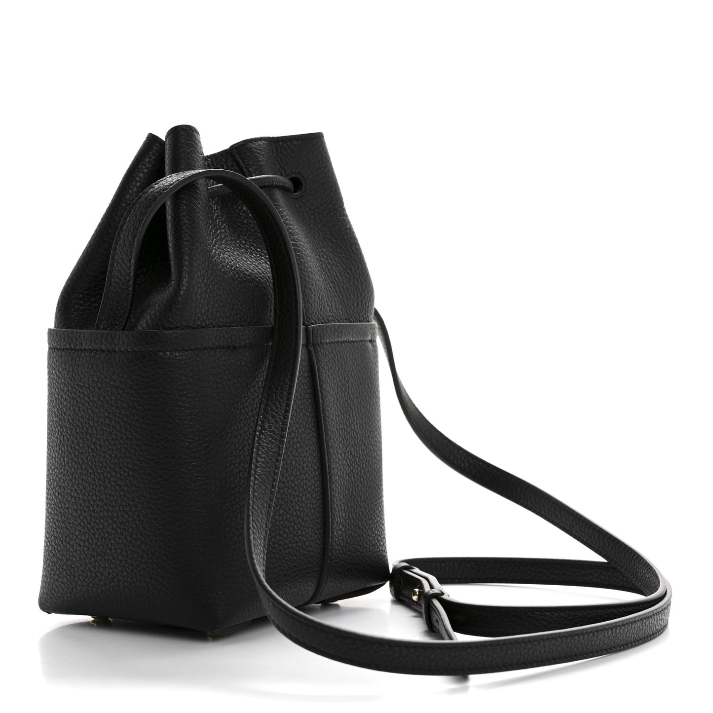 Grained Calfskin Mini Gancino Bucket Bag Black