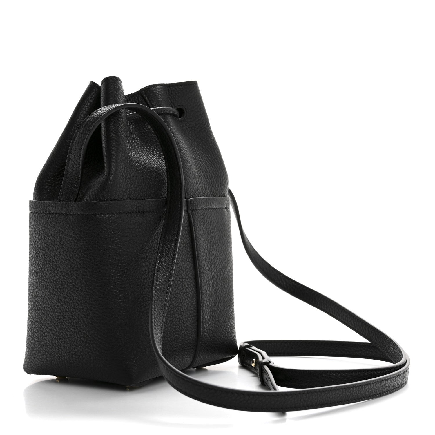 Salvatore Ferragamo Grained Calfskin Mini Gancino Bucket Bag Black 3 of 10