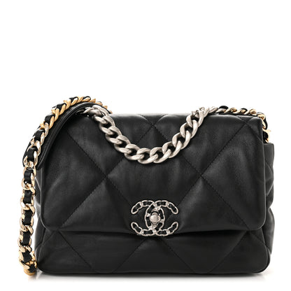 Chanel Shiny Goatskin Quilted Medium Chanel 19 Flap Black 1 of 12