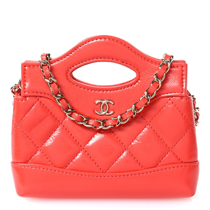 Chanel Shiny Lambskin Quilted Micro 31 Clutch With Chain Dark Orange 1 of 10