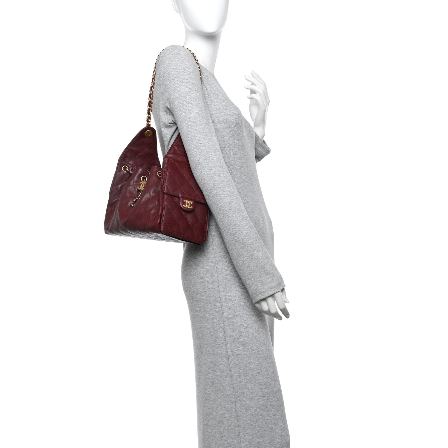 Chanel Caviar Quilted Small Chanel 25 Handbag Burgundy 2 of 10