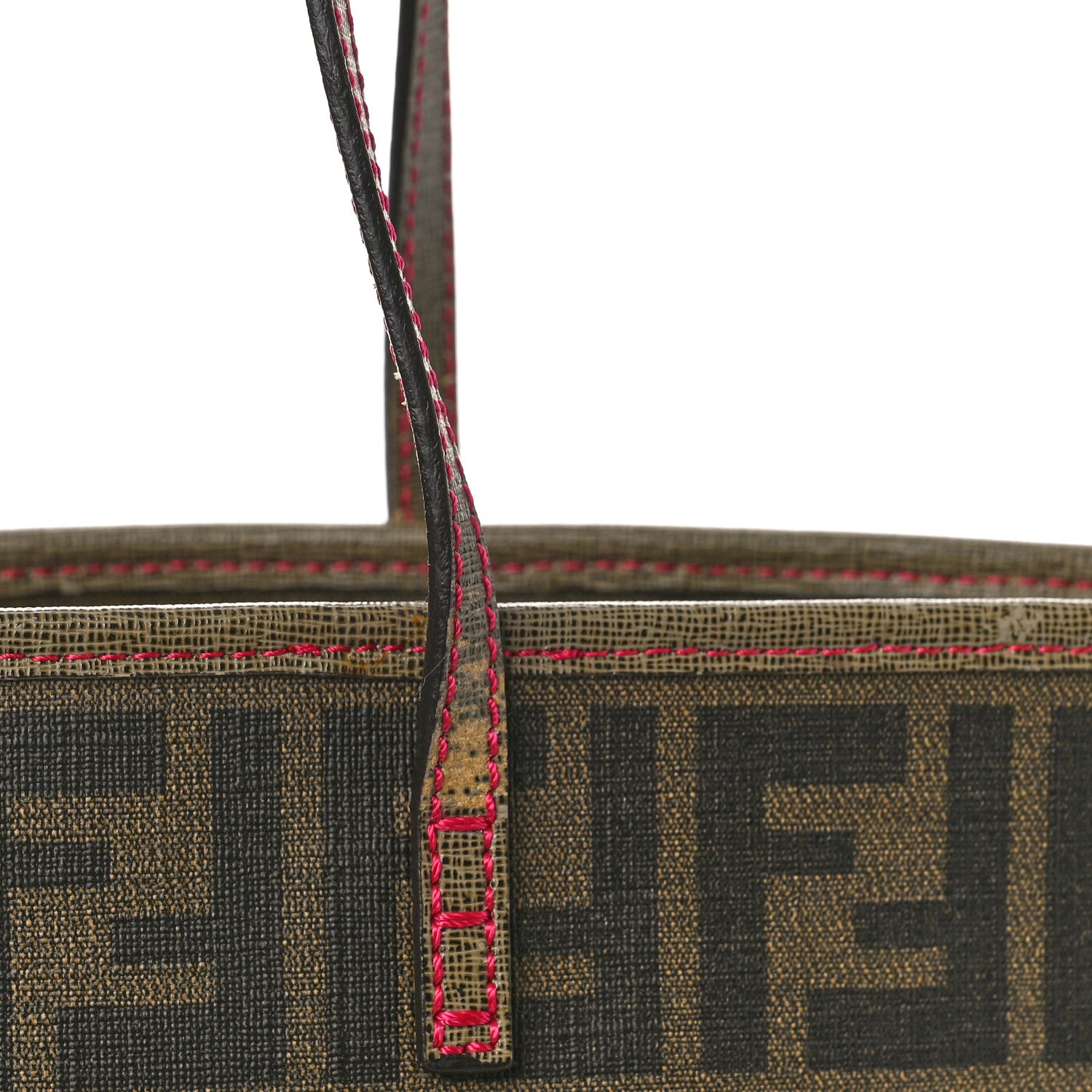 Fendi Zucca Spalmati Vitello Elite Small Roll Tote Tobacco Ciclamino 10 of 17